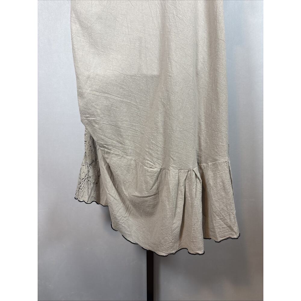 Lee Andersen Midi Dress Women's XS Khaki Mesh Sleeves Asymmetrical Relaxed Artsy - Picture 6 of 8